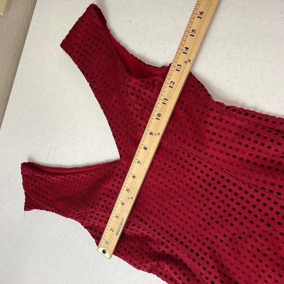 Saks Fifth Avenue‎ Women's Women's Eyelet Tank Dress Sleeveless Red Size S - Picture 10 of 12